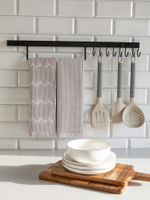 Набор кухонных полотенец 2шт DeNASTIA вафля зиг-заг / однотон 270gsm 35x70, 100% хлопок, бежевый