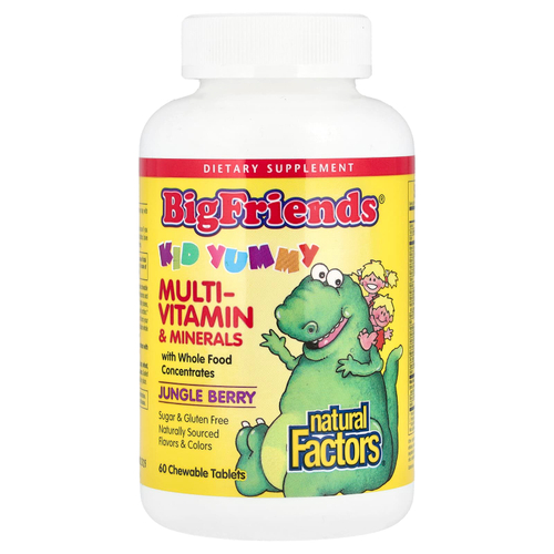 Natural Factors, Big Friends®, мультивитамины и минералы, с ягодным вкусом, 60 жевательных таблеток