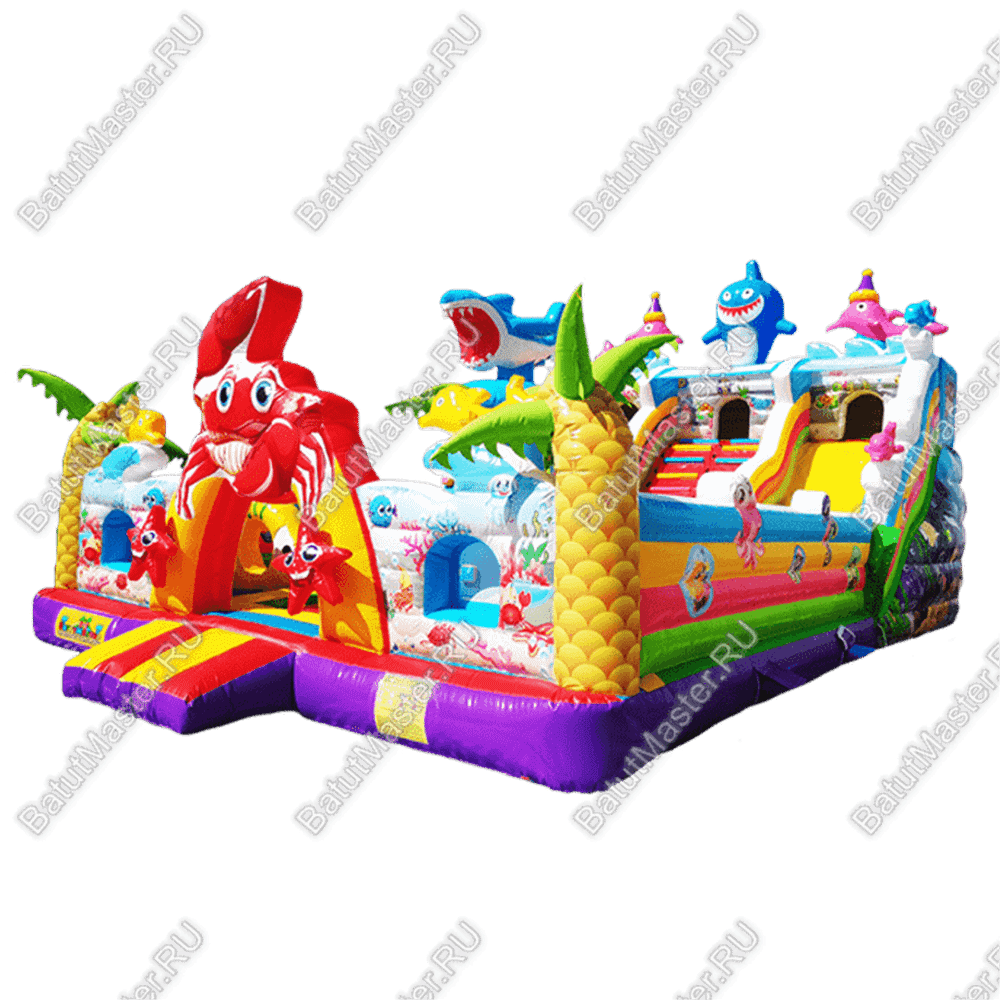 Коммерческий надувной батут "На морском дне" 12х7х6,5 м из двух модулей