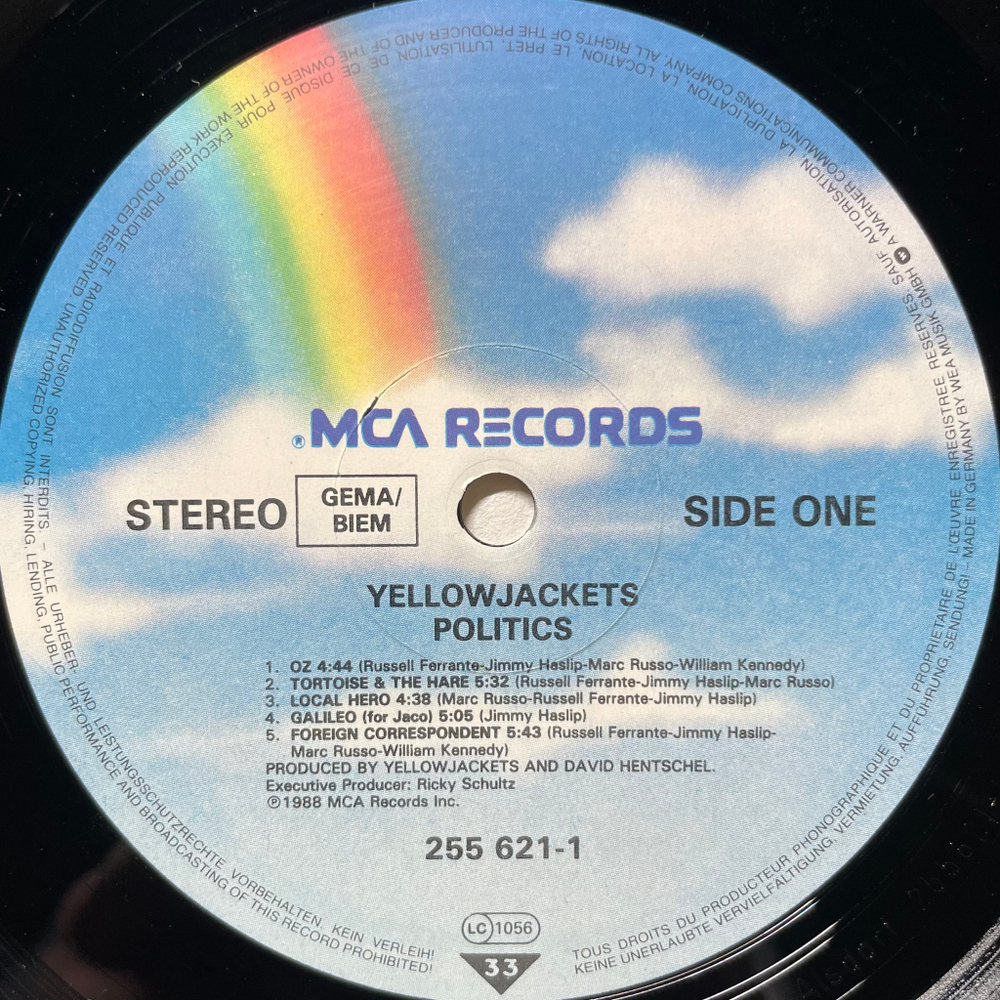 Yellowjackets ‎– Politics (Германия 1988г.)