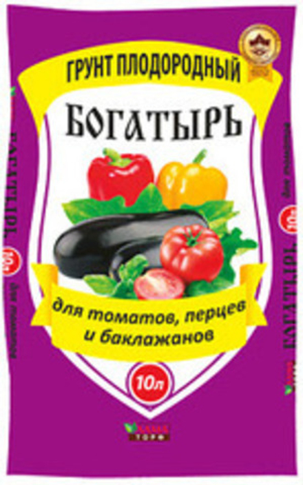 Грунт Богатырь д/томаты,баклажаны,перцы 10л Лама-торф