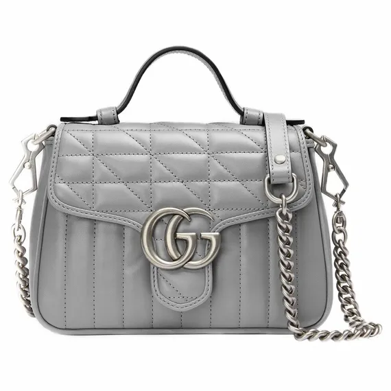 Мини-сумка Gucci GG Marmont с ручкой сверху темно-серый
