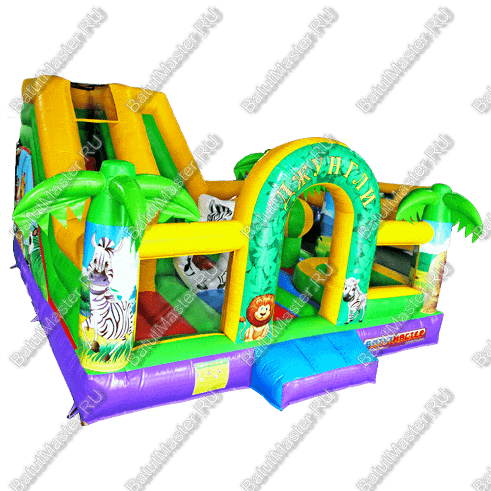 Коммерческий надувной батут "Сафари-джунгли", размер 5*5*2,5 м