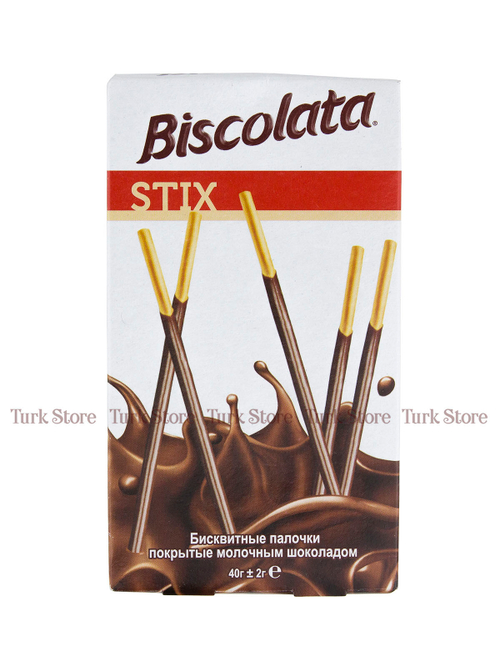 Палочки бисквитные "Biscolata" STIX покрытые молочным шоколадом 40 гр