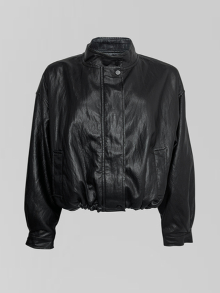 Куртка LJHY 07105 кожаная однотонная на молнии