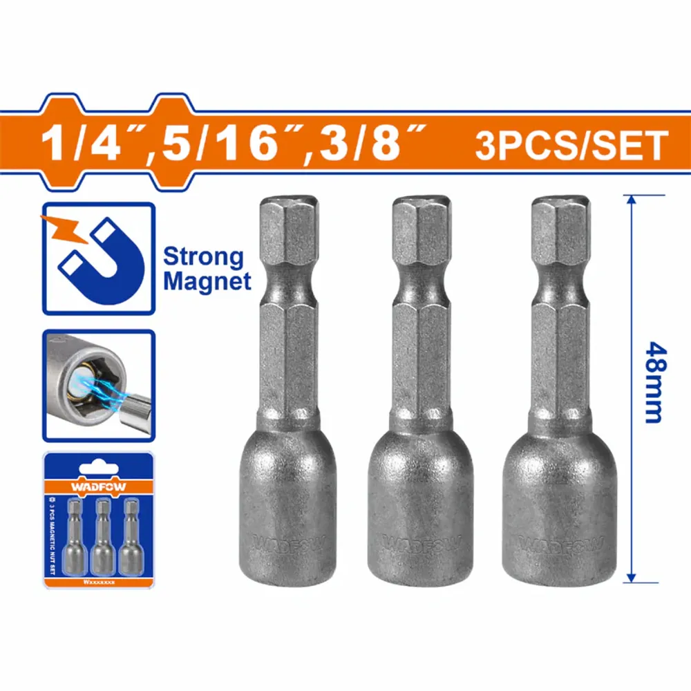 Набор магнитных торцевых головок WADFOW WWR3K01 6,8,10 мм 3 шт.