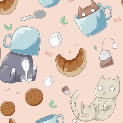 Коты, чай и печенье