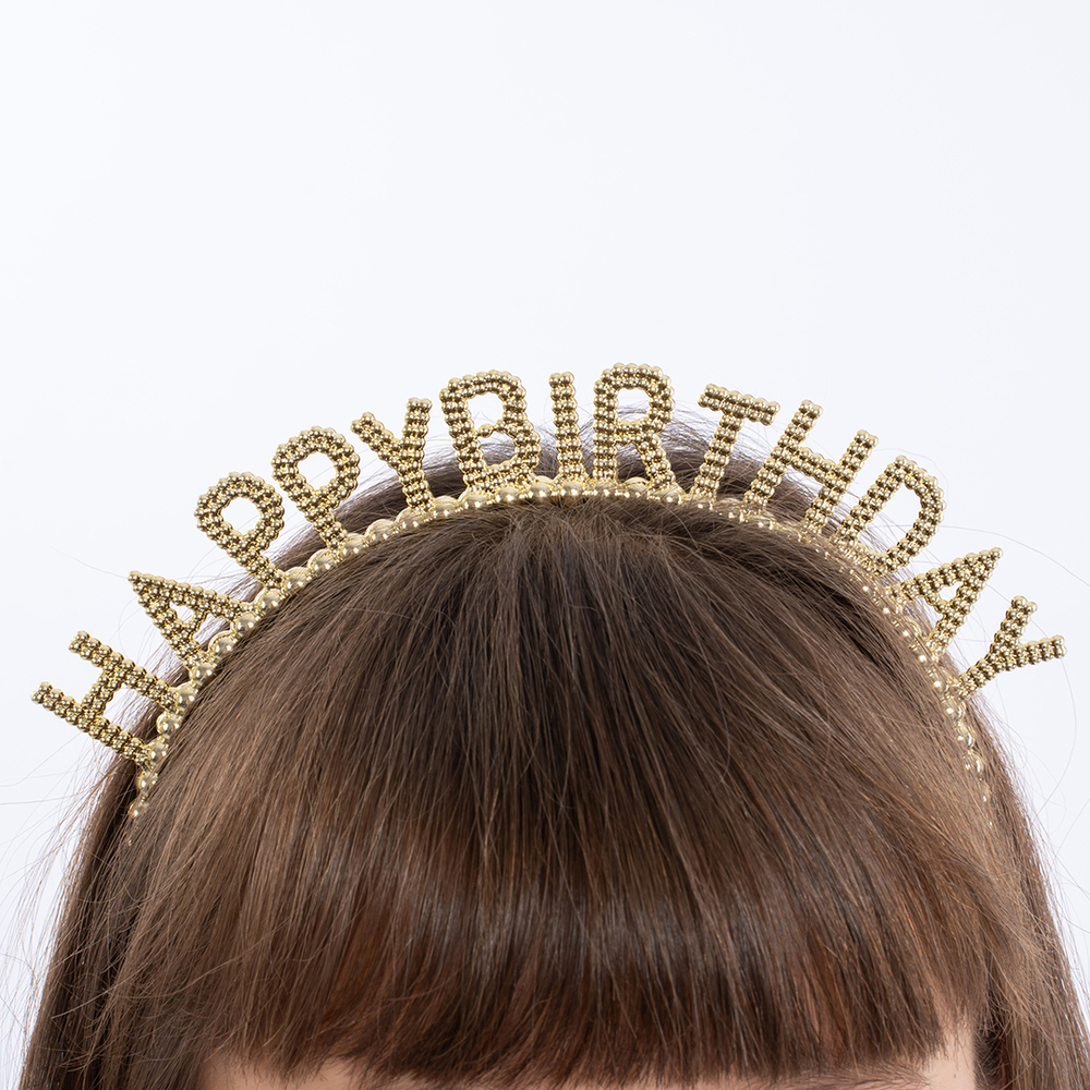 Ободок, Happy Birthday, Сверкающий жемчуг, Золото