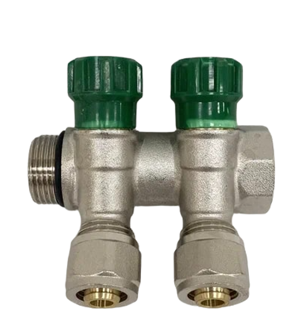 Коллектор Grema НВ 3/4x16 евроконус на 2 вых c вентилями (CN)