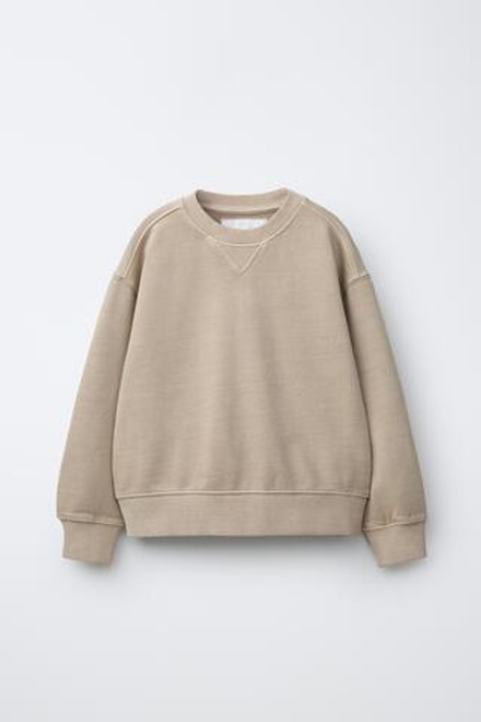 ZARA ОДНОТОННАЯ ТОЛСТОВКА ИЗ КРАШЕНОЙ ТКАНИ, БЕЖЕВЫЙ