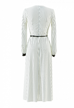 Платье из хлопка- шелка с поясом белое 13-02-20 SS