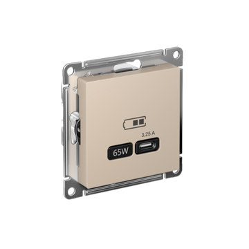 Розетка USB AtlasDesign тип C 65Вт высокоскор. ЗУ QC PD механизм песочн. SE ATN001227