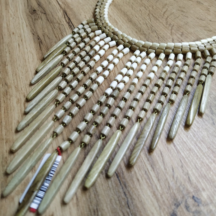 Колье Римлянка, 19 подвесов, дерево, цвет бежевый, молочный, 48 см