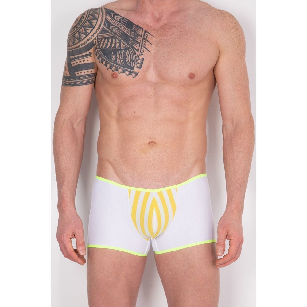Мужские трусы боксеры белые с желто-белой вставкой Cosmos Colors FC30_YW