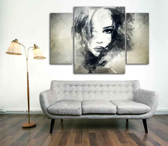 Модульная картина "Абстрактный портрет девушки"