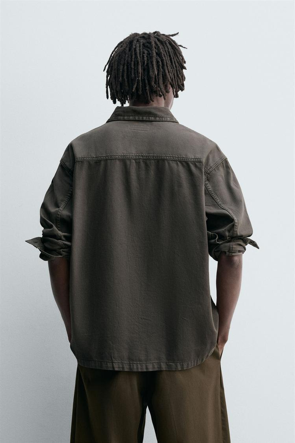 ZARA ДЖИНСОВАЯ РУБАШКА, ЗЕЛЕНЫЙ/СЕРЫЙ