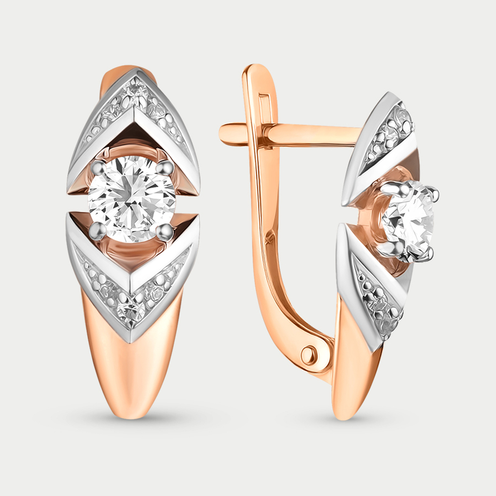 Серьги женские с фианитами из розового золота 585 пробы (арт. 017992-1102)