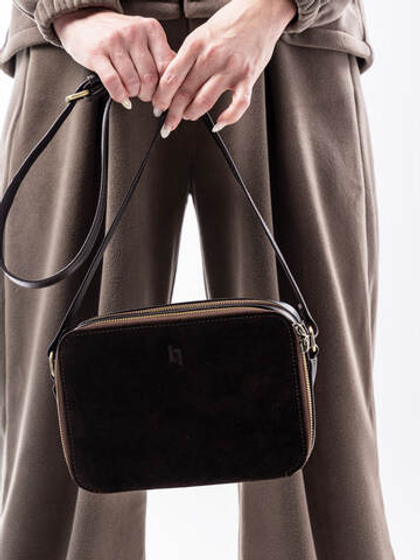 Louis Lefevre Сумка женская натуральная кожа замша через плечо кросс боди коричневая