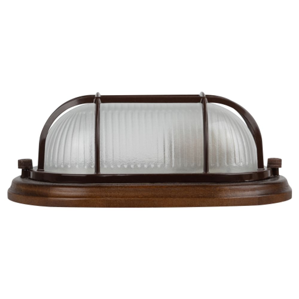 Светильник ЭРА НБО 04-60-022 Кантри дерево/стекло решетка IP54 E27 max 60Вт 232х140 овал орех