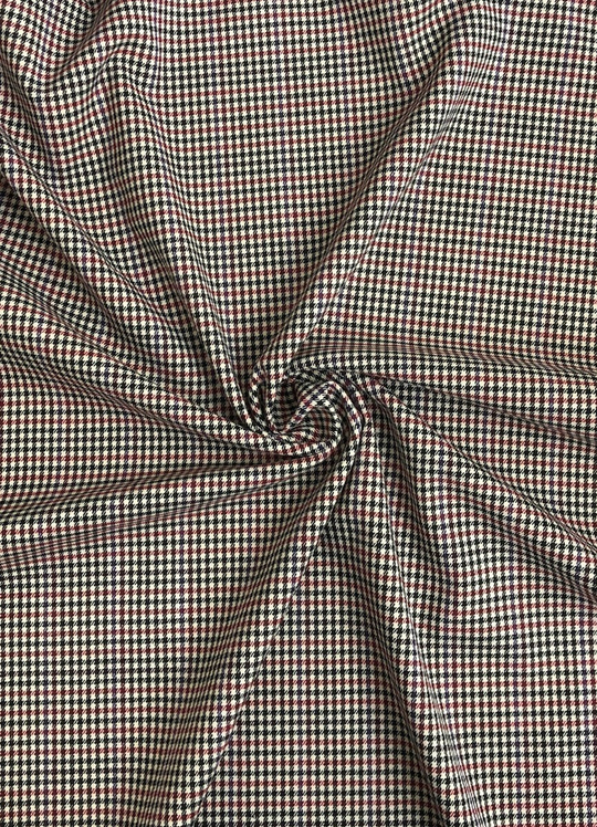 Костюмная принт гусинная лапка, бордо/беж/черный