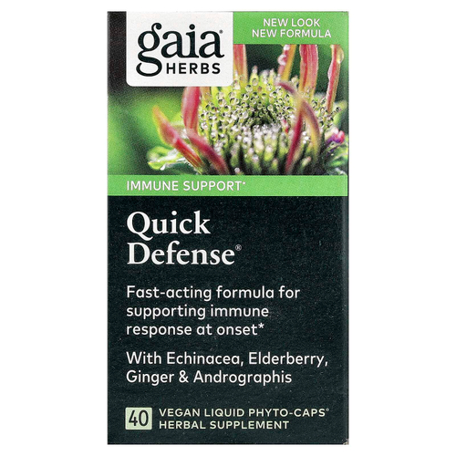 Gaia Herbs, Quick Defense®, поддержка иммунитета, 40 веганских капсул Phyto-Caps®