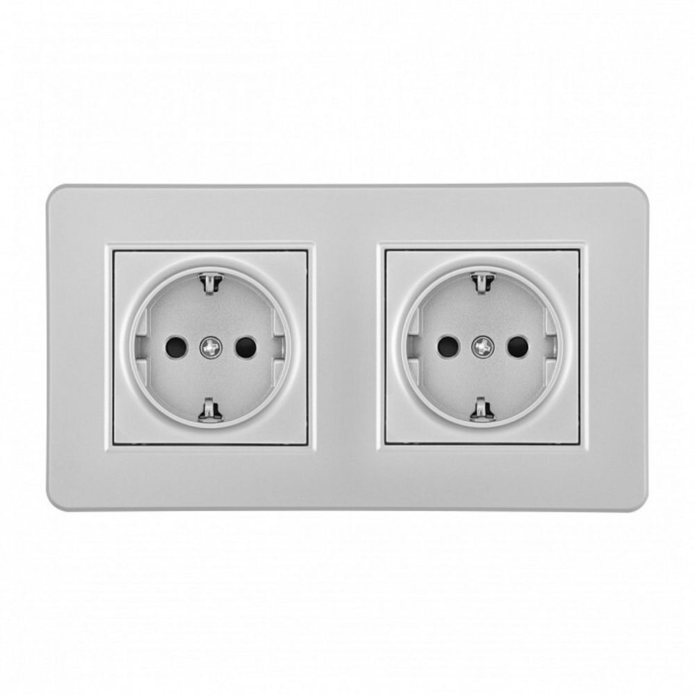 Розетка с заземлением и со шторкой Arte Milano SET16-2 SET16-2-40-1x2 silver