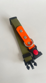 Ошейник из мягкого биотан, 20 мм (25-40 см.) Хаки и оранжевый. Срез полукруг