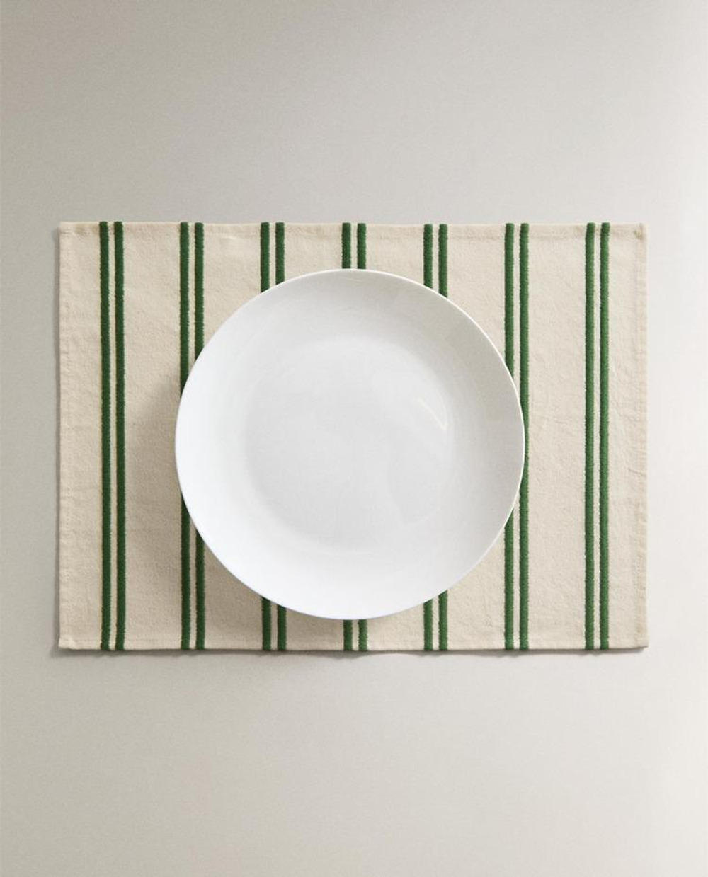 ZARA HOME ПОДСТАВКА ПОД ПРИБОРЫ ИЗ ХЛОПКА В ПОЛОСКУ, ЗЕЛЕНЫЙ