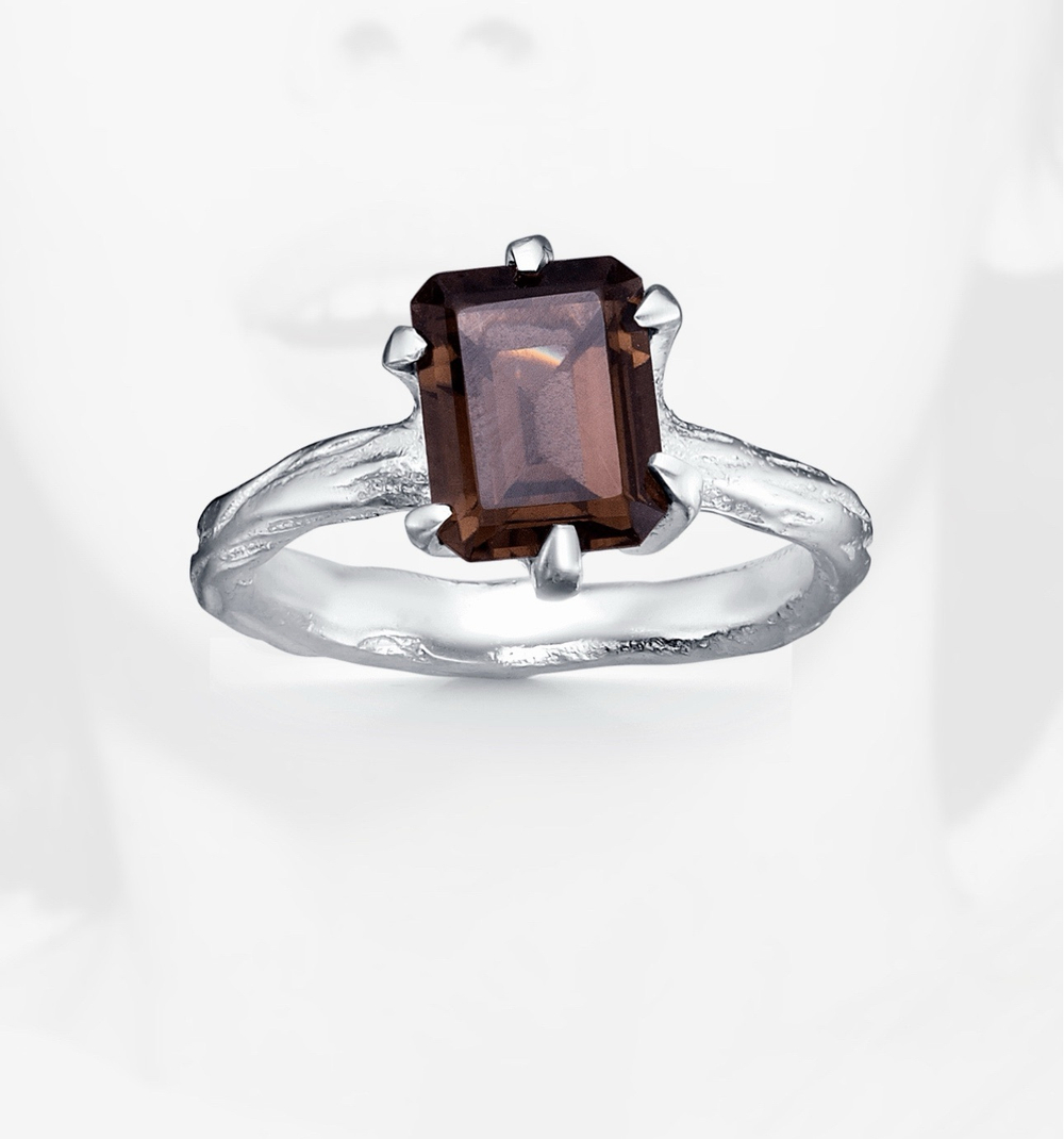 кольцо mireille с дымчатым кварцем