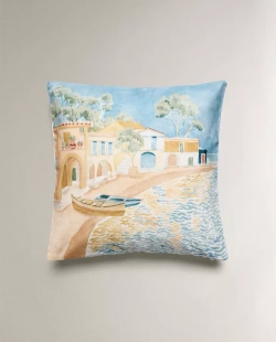 ZARA HOME НАВОЛОЧКА ДЛЯ ДЕКОРАТИВНОЙ ПОДУШКИ С ПРИНТОМ «ПЕЙЗАЖ», СИНИЙ