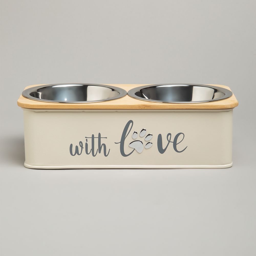 МИСКА AGNESS ДЛЯ ЖИВОТНЫХ ДВОЙНАЯ НА ПОДСТАВКЕ, 25,5Х13Х7 СМ