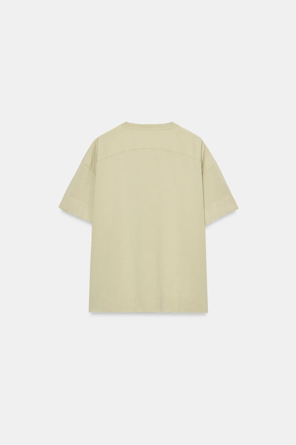 ZARA ФУТБОЛКА ИЗ ПЛОТНОГО ХЛОПКА С КОРОТКИМИ РУКАВАМИ, СВЕТЛО-ЗЕЛЕНЫЙ