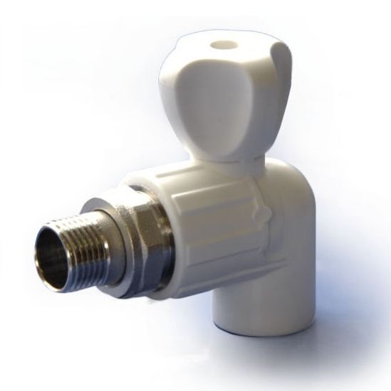 Кран шаровой Политэк 20x1/2" угловой для радиатора полипропиленовый