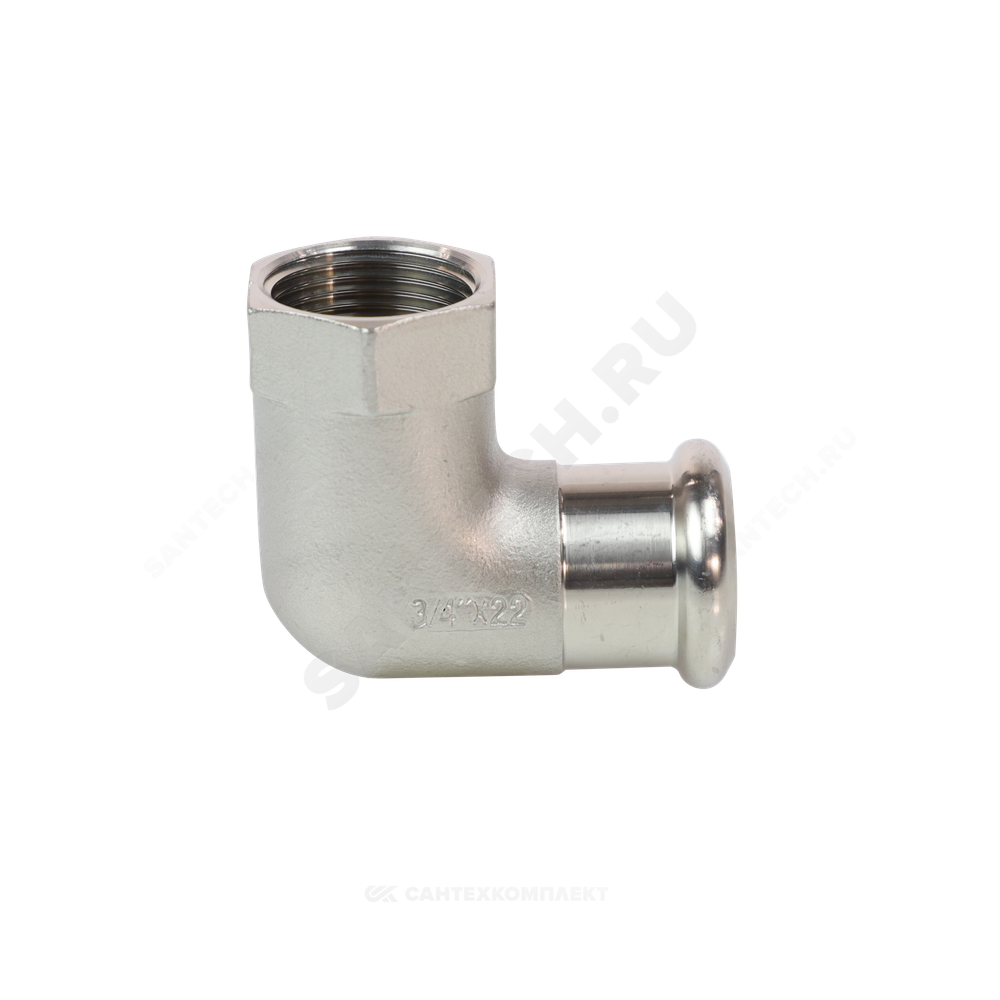 Угольник сталь нерж AISI 316L 90гр Дн 22х3/4" Ру16 пресс/ВР Inoxpres RM 198304022