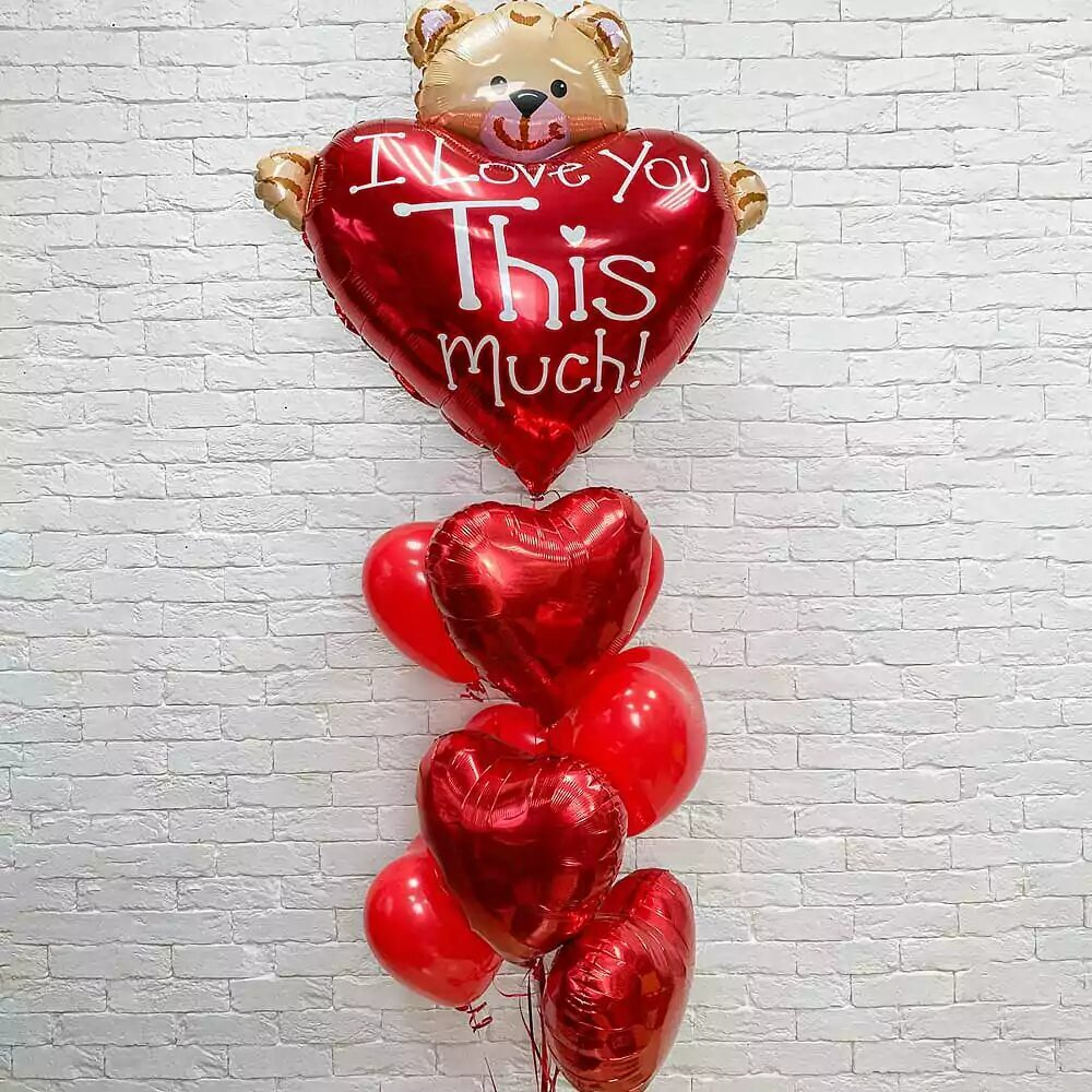 Композиция из шаров Мишка и красное сердце_1