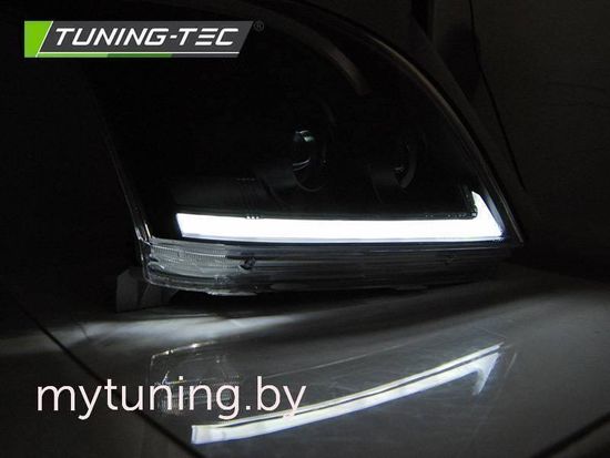 Передние фары Tube Light для Toyota Land Cruisre Prado 120 (03-09) динамические черные