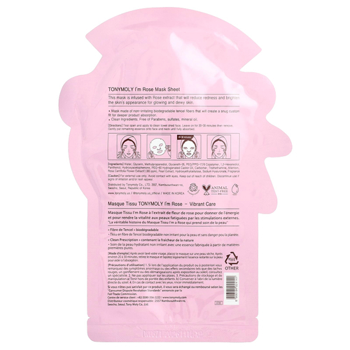 TonyMoly, I'm Rose, восстанавливающая тканевая маска, 1 шт., 21 г (0,74 унции)