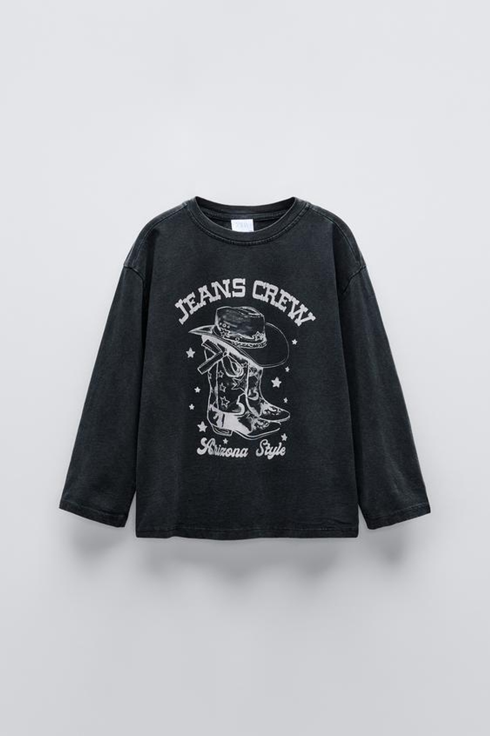 ZARA ФУТБОЛКА В КОВБОЙСКОМ СТИЛЕ, АНТРАЦИТОВО-СЕРЫЙ