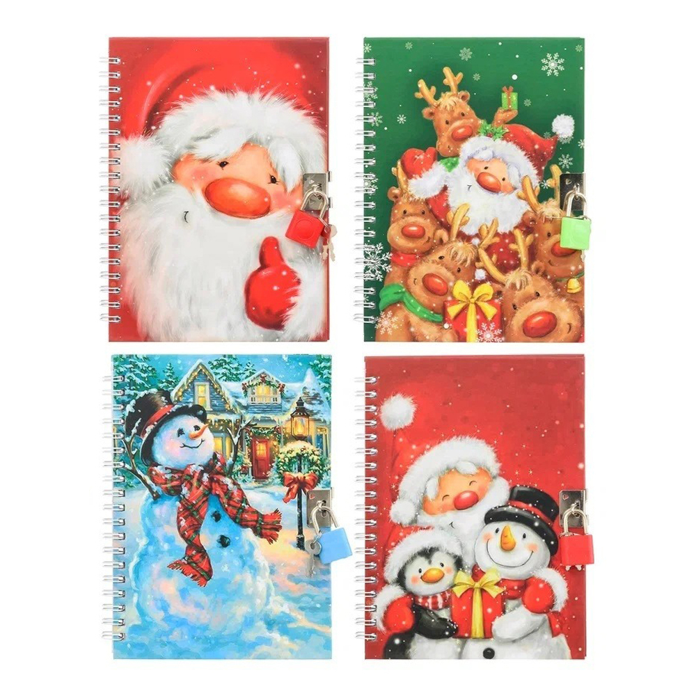 Блокнот детский Basir на замке, формат А6, серия "Зимняя сказка", переплет 7БЦ, 18*13 см, 48 листов, ассорти