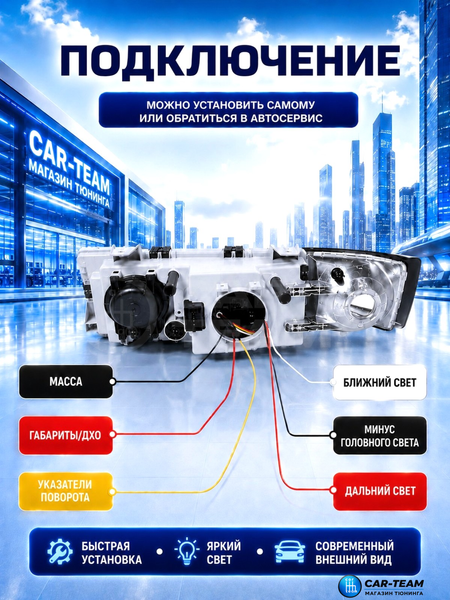 Фары ВАЗ 2110, 2111, 2112 передние с белыми галочками в стиле BMW ver 2.0 c Bi LED модулями, черная маска, тонированные поворотники