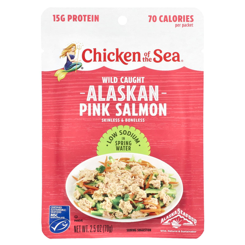 Chicken of the Sea, Дикий аляскинский лосось в родниковой воде, с низким содержанием натрия, 70 г (2,5 унции)