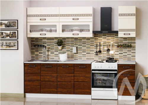 Кухня Техно-4 2;0м (белый/белый глянец холодный; дерево/антарес)