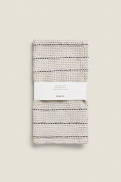 ZARA HOME ПОЛОСАТОЕ КУХОННОЕ ПОЛОТЕНЦЕ, СЕРОВАТЫЙ