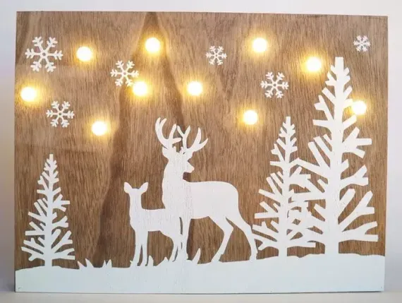 Рождественская декорация Олени в лесу, размер 30*40 см., Svetlitsa (17-222)