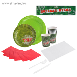 Набор бумажной посуды "Полевая кухня" на 6 персон