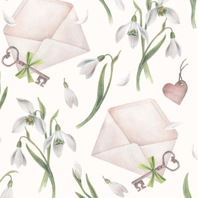 Подснежники, ключи и конверты (на молочном)