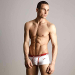 Белые трусы-хипсы с красной резинкой и надписью Movere (Размер: L) (Цвет: белый с красным)