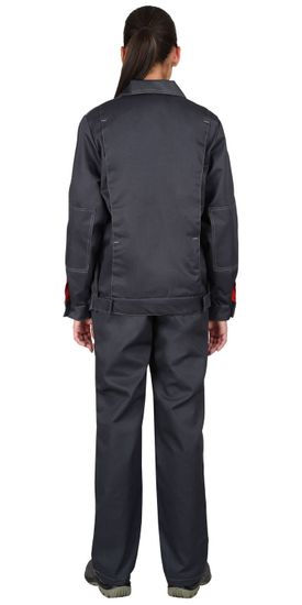 Костюм женский "Сириус-Фаворит" брюки (т.серый/с.серый/красный)