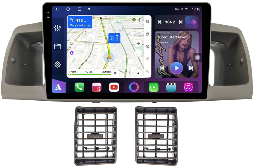 Магнитола для Toyota Corolla 120 2000-2007 (рамка бежевая с воздуховодами) - FarCar BM9-2K-9648BR монитор 9.5" 2K QLED на Android 14, TS10, 4+32Гб, CarPlay, 4G SIM-слот