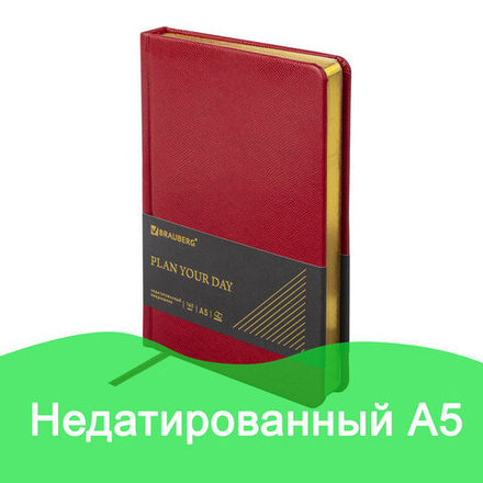 Ежедневник недатированный А5 138х213 мм BRAUBERG "Iguana" под кожу, 160 л., бордовый, 125092